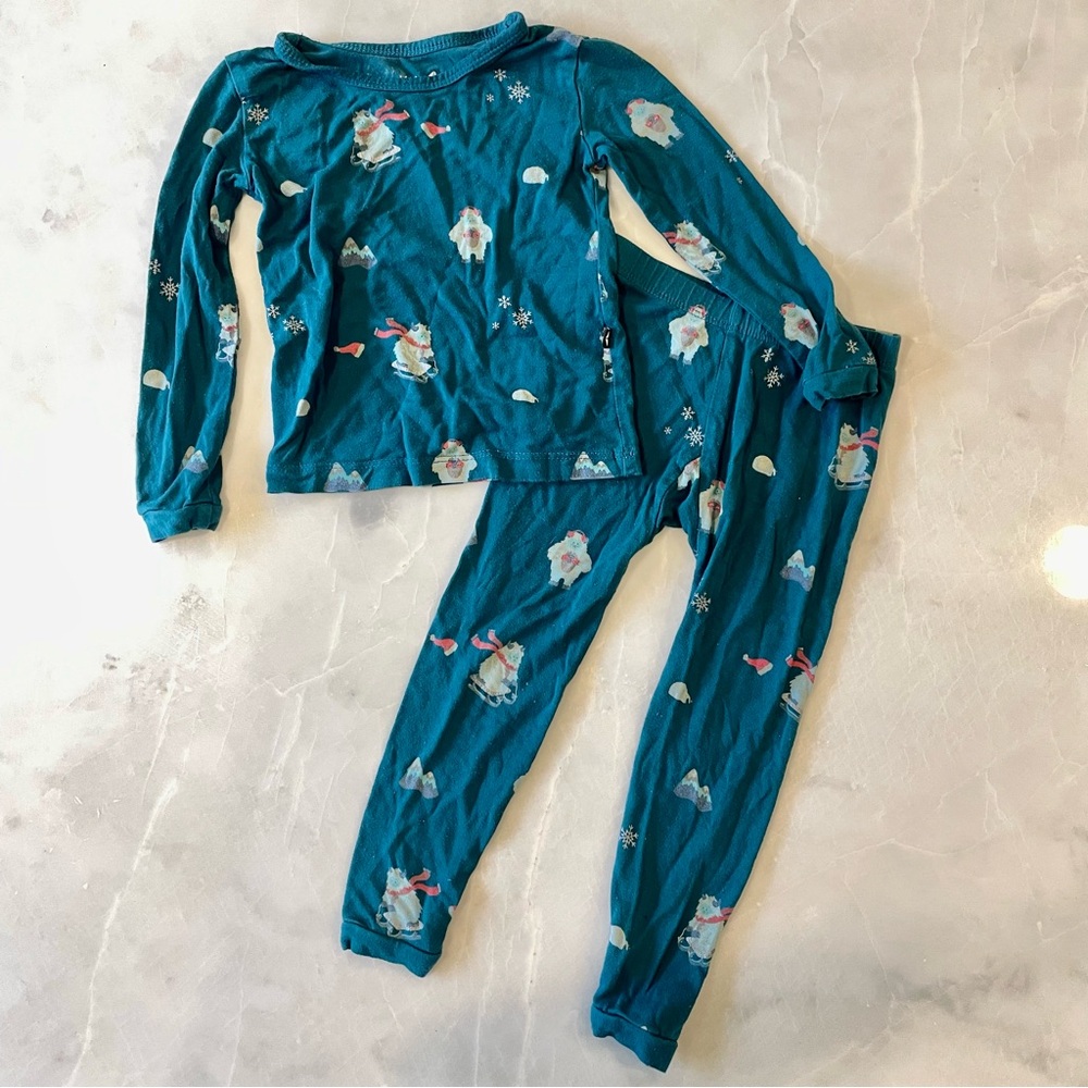 Kyte Baby Toddler Pajamas Set - Blue Snowman Print 18-24 months